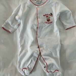 Kissy Kissy Baby's First Christmas White footie
